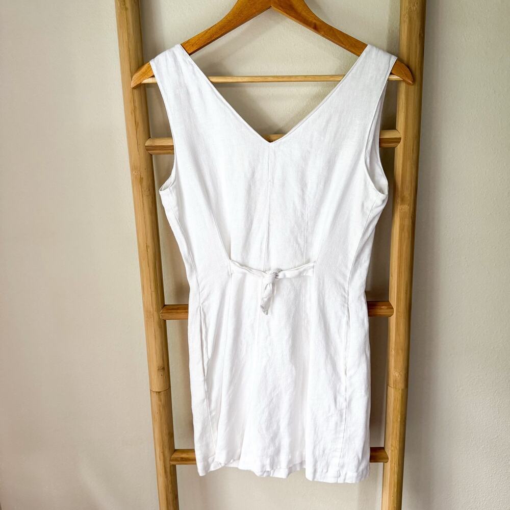 La Mode De Vie White Linen Blend Button Front Romper Women’s Size 3 Small - Picture 6 of 9